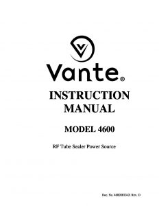 Vante Model 4600 RF Tube Sealer Power Source